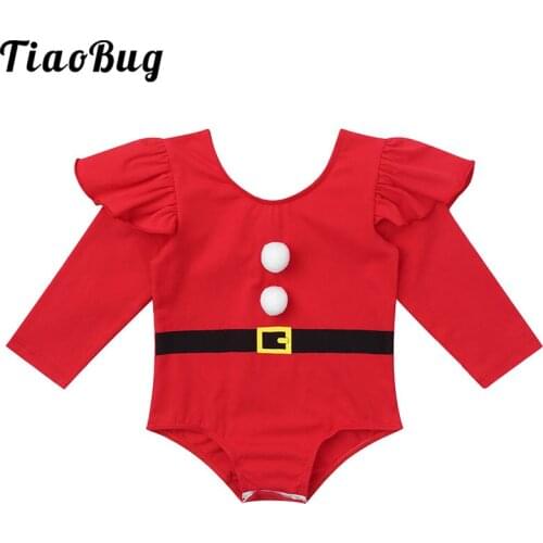 Baby Kids Christmas Costume Toddlers Boys Girls Holiday Party Santa Xmas Elf Cosplay Dress Up Red Long Sleeves Jumpsuit Romper
