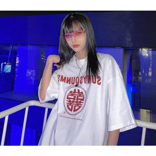 Aesthetic Punk sailor Chinese Character lgbt Unisex Clothes Oversized Streetwear r Punk gothic Top kpop anime Clothes y2k 2021