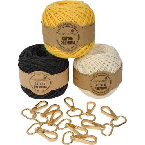 Cotton macrame scannable hobby cord and keychain hook set rope cord