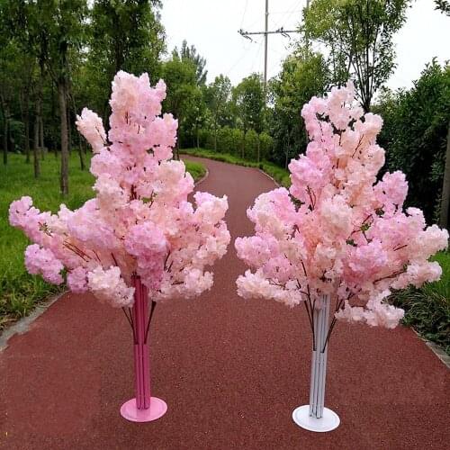 1.5M 5ft height white Artificial Cherry Blossom Tree road lead Fake Cherry Flower with iron shelf For Wedding party Props