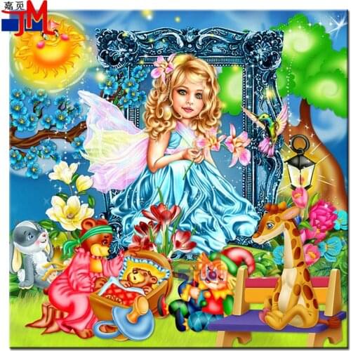 Cartoon Picture 5d New Arrival Diamond Painting Girl Fairy Flower Handmade Gift Diamond Embroidery Animal Deer Bear Mosaic Decor