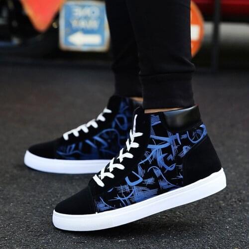 High Top Sneakers for Men Casual Shoes Man Graffiti Sneakers Comfortable Breathable Mens Trainers New Trends 2020 Sportshoes