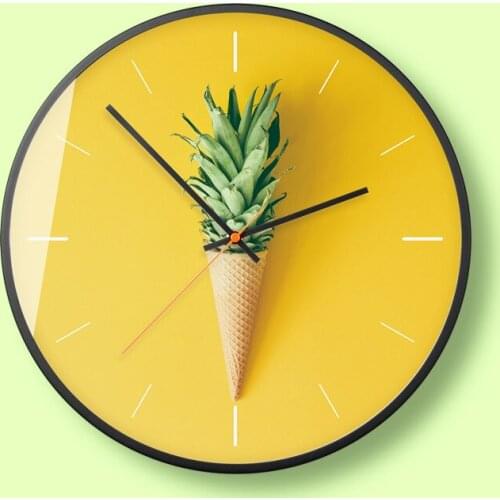 Cute small fresh plant theme pastoral home wall clock Brief modern art living room office decoration wall clock