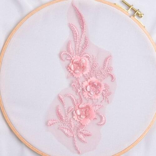 Multicolor three-dimensional embroidery lace flower for clothes wedding shoe Patch Material