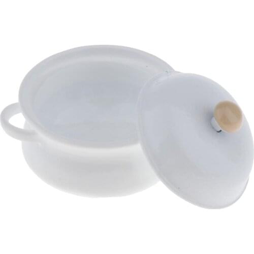 Fashion Miniature Candy Color Soup Pot Dollhouse Accessory Gift Toy - White