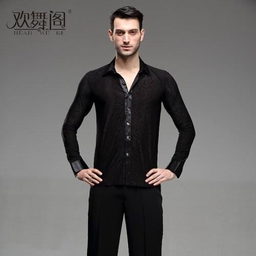 Mens modern dance Latin dance wear long sleeve shirt