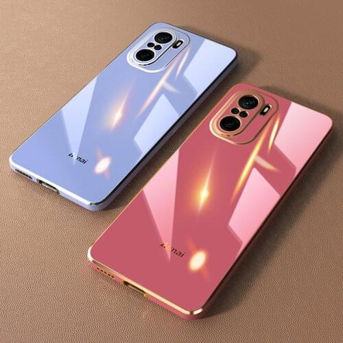 For Xiaomi Redmi K40 Pro Case Soft Silcone Fashion Plating Slim Square protective Back Cover Case For Xiaomi POCO F3 phone Shell