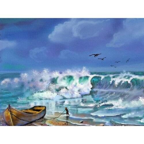 Frame Painting By Number On Canvas Kits sea scenery Unique Gift DIY Coloring By Numbers Decorection For Home