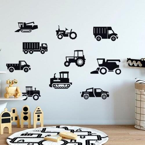 Set of 10 Construction Vehicles Wall Sticker For Boys Room Wall Creative Decals Removable Vinyl Art Stickers Nursery Decor N181