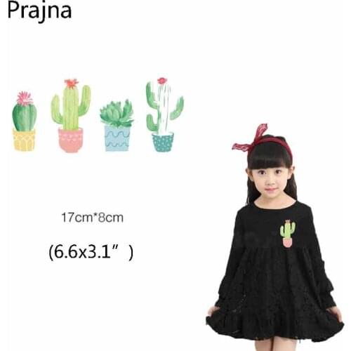 Barbary Cactus Plant Patch Heat Transfers For Clothes British Style Potted Cactus Iron On Transfers For Hoodies Bag Shoes D