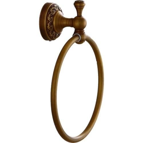 Wall-Mounted Round Antique Brass Color Towel Ring New Bathroom Towel Holder Towel Rack for Bathroom Accessories
