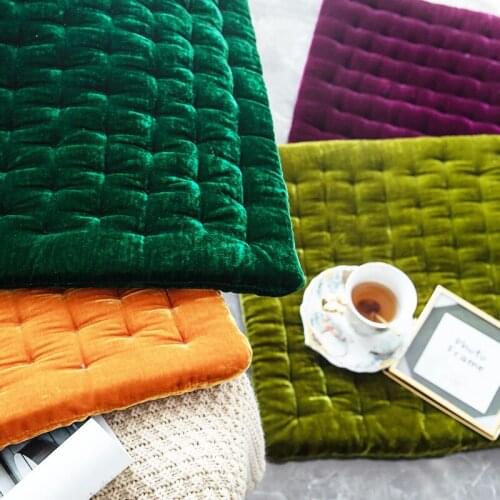 Nordic Retro Velvet Cushion Soft Breathable Home Office Chair Seat Pads Hotel Decor Cushion Winter Square Tatami Floor Mat