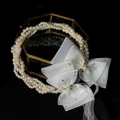 Stunning Pearls Headband Bridal Wedding Headwear Hair Accessories Crystal Bow-Knot Women Hairbands банты для волос diadema