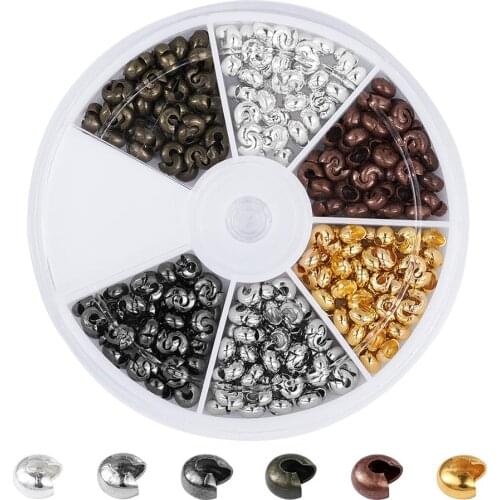 210/420pcs 6 Color Iron Crimp Beads Covers Nickel Free 4/5mm For DIY Bangle Bracelet Jewelry Handmade Findings Hole: 1.5~1.8mm