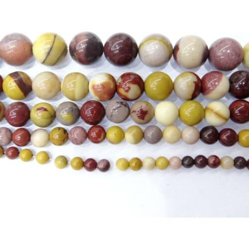 Wholesale Natural Stone Mookaite Egg Yolk Loose Beads 4 6 8 10 12MM Fit Diy Bracelet Necklace For Jewelry Making