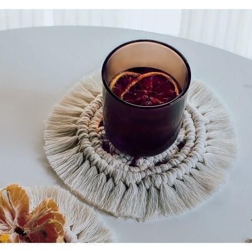 Macrame Placemats Cup Mat Bohemia Tablecloth Coaster Cup Pad Northern Europe Style Pure Handcrafted Cotton Braid Insulation Mats