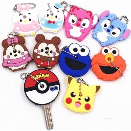 Sale Hot 1PCS New Fashion Cute Cartoon Silicone Keychain Key Dust Cap Women Man Key Cover Key Ring Key Holder Kids Gift