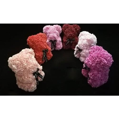Rose Bear Wedding Party Decoration Valentines Day Gift Cute Foam Flowers Girlfriend Kid Gift Love Bear Dolls Present