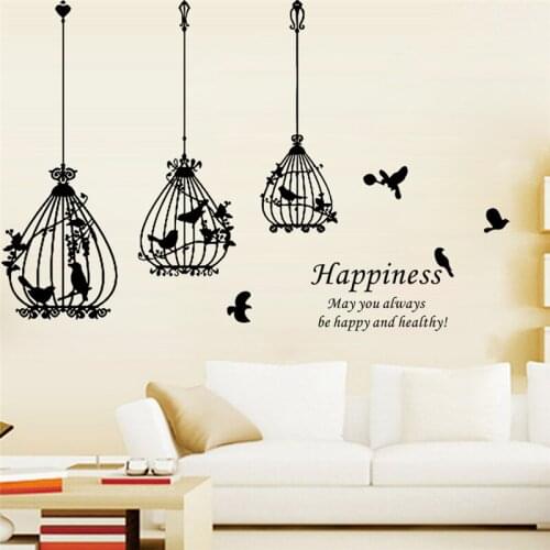 Happiness may you always be happy and health quote birds wall stickers for living room home decor removable diy decals vinyl art