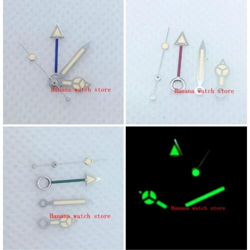 Silver color luminous watch hand GMT fit for Mingzhu 3804 automatic movement blue green re