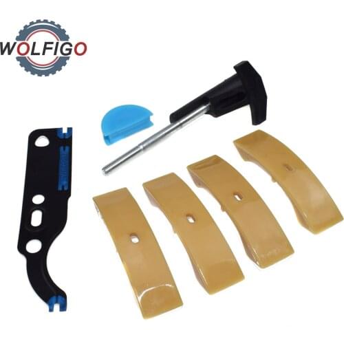 WOLFIGO Set Timing Camshaft Chain Tensioner Shoe Pads Halter & Gasket for VW Golf Beetle Jetta Audi A4 058198217 058109088B