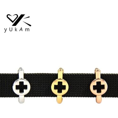 YUKAM Jewelry Sliders Cross Medical Symbol Slide Charms Keeper for Leather Mesh Keeper Bracelets Handmade DIY Accessories Making