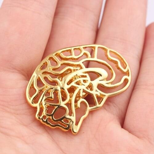 Unique Gold Color Neurologist Brooch Medical Brain Nerve Lapel Pins Jewelry Anatomical Gifts for Doctors Nurse Medical Students