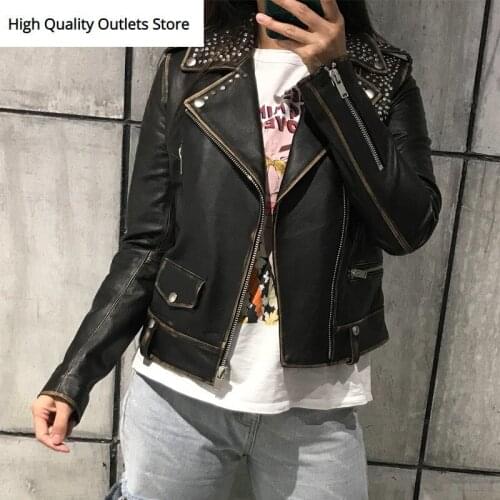 Ladies real leather jacket women quality genuine leather jacket