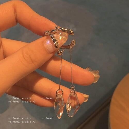 1Pair Jewelry Fashion Personality Metal Ear Clip Leaf Tassel Earrings For Women Gift Pendientes Caught In Cuff