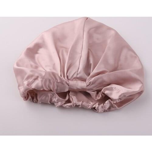 100% Mulberry Silk Sleeping Cap Night Silk Sleep Cover for Women Solid 22 Momme for Hair Care Long Hair Singel Layer