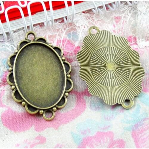 20pcs 18*25mm Inner Size Antique Bronze Plated Cabochon Base Cameo Setting Charms Pendants