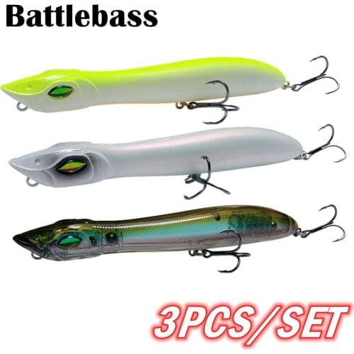 3PCS Fishing Hard Lure Floating Popper Fishing Wobblers 140mm 26g Topwater Artificial Bait For Seabass Pike Fishing Tackle