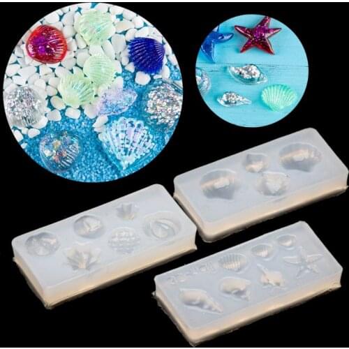 3Pcs DIY Conch Shell Starfish Shape Silicone Mold Nail Art Template Jewelry Make Dried Flower Resin Decorative DIY Hand Crafts