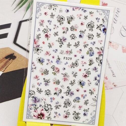 3D Nail Sticker Decals Flower Bud Leaf Design Nail Art Decorations Stickers Sliders Manicure Accessories Nails Decoraciones