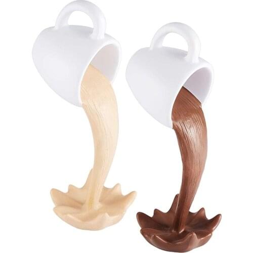 3D Floating Coffee Cup Sculpture Magic Pouring Splash Coffee Mug Kitchen Decor For Coffee Lover Home Kitchen Art Decor