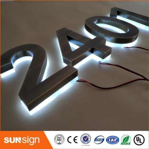 H 25cm Customized brushed stainless steel backlit letters