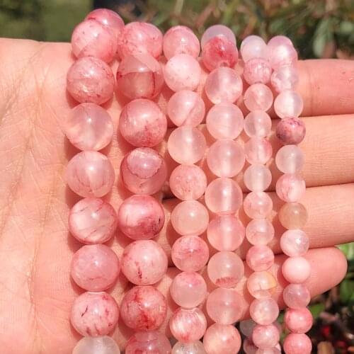 4/6/8/10/12mm Natural Cherry Jades Stone Beads Round Loose Beads for Jewellery Making Diy Bracelet 15'' Strand