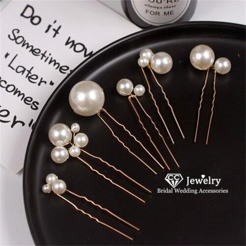 CC Hair Stick Imitation Pearls 6pcs sets Wedding Accessories for Beide Women Hairwear Romantic Bijoux Fashion Jewelry Cheap 3025