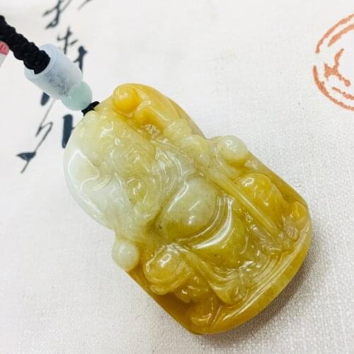 Pure natural topaz hand-carved light two-color good fortune goddess pendant with hand-knitted simple necklace sweater chain