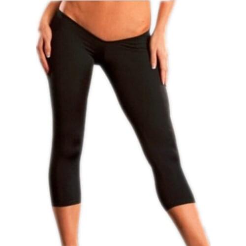 Summer Slim Fit Milk Silk Cropped Trousers Fitness Joggers Women Low Waist Deep V Front Fork After The Concave Crotch Legging