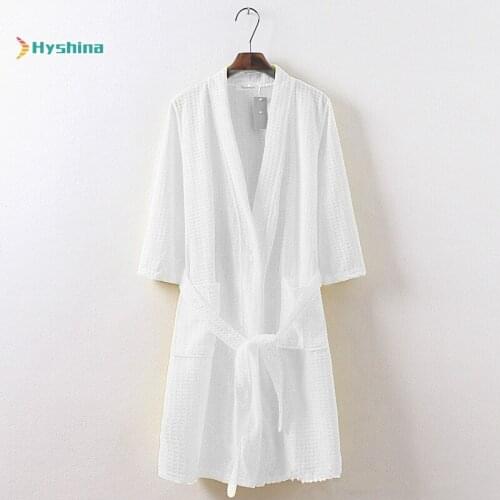 Summer Thin Waffle Bathrobe Cotton Nightgown Beauty Salon Sweat Suit Beauty Salon Bathrobe