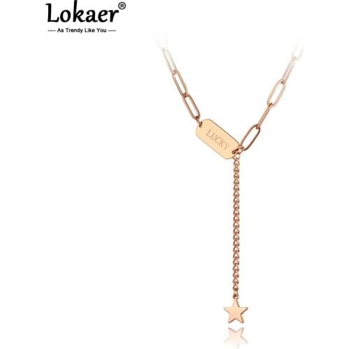 Lokaer Original Design Stainless Steel Lucky Star Charm Chain Choker Necklace Jewelry Bohemia Pendant Necklace For Women N20188