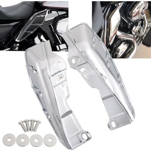 Motorcycle Flame Heat Shield Mid-Frame Air Deflector Accessories With Mount Hardware Chrome For Harley Touring Trike 2009-2016