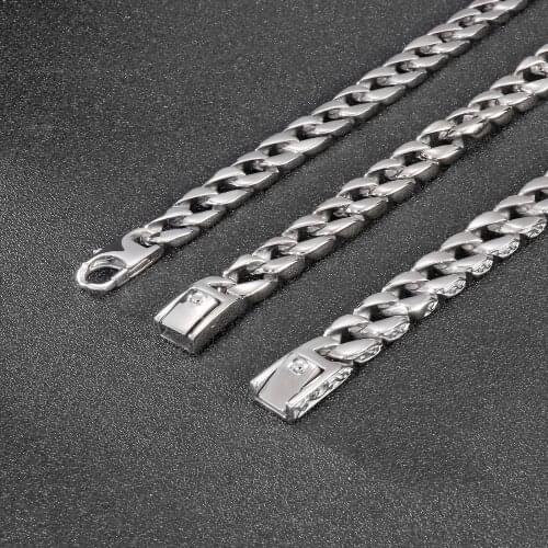 Mans Bracelets Jewelry 11mm Stainless Steel Small Cuban Chain Bracelet For Men Child Gift JB26873-D