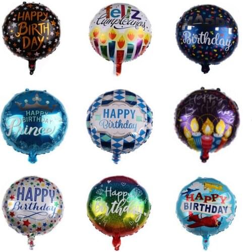 New 18 inch Round Happy Birthday Foil Balloons High Quality Birthday Celebration Globos Party Decoration Toy Aluminium Balloons