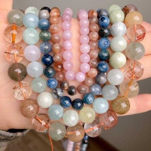 Top Quality Gem Stone Kyanite Amazonite Quartz Loose Spacer Beads For Jewelry Making Handmade Diy Bracelet Necklace 6/8/10mm 15"