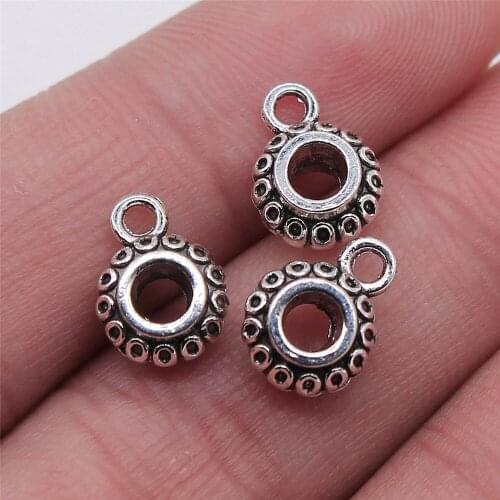 Wholesale Jewelry Lots Antique Silver Color 9x12mm Bail Beads For Jewelry Making Diy Bracelet Fashion Women 10 Pieces