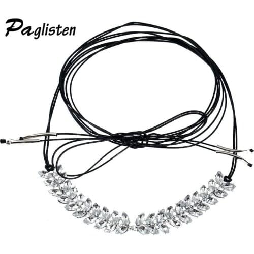 PAGlisten Fashion Jewelry New Arrival Luxury Crystal Collar Choker Necklace Ribbon Chain Statement Jewelry ZA60