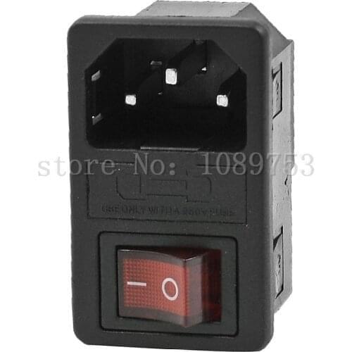 Plastic Housing IEC320 C14 Inlet I/O Button Power Socket AC 250V 10A
