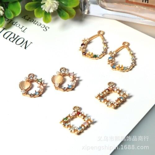 5pcs/lot Fashion Water drop geometry Charm Pendants Mosaic rhinestones Charms for DIY Earring Jewelry Handmade Finding XL722